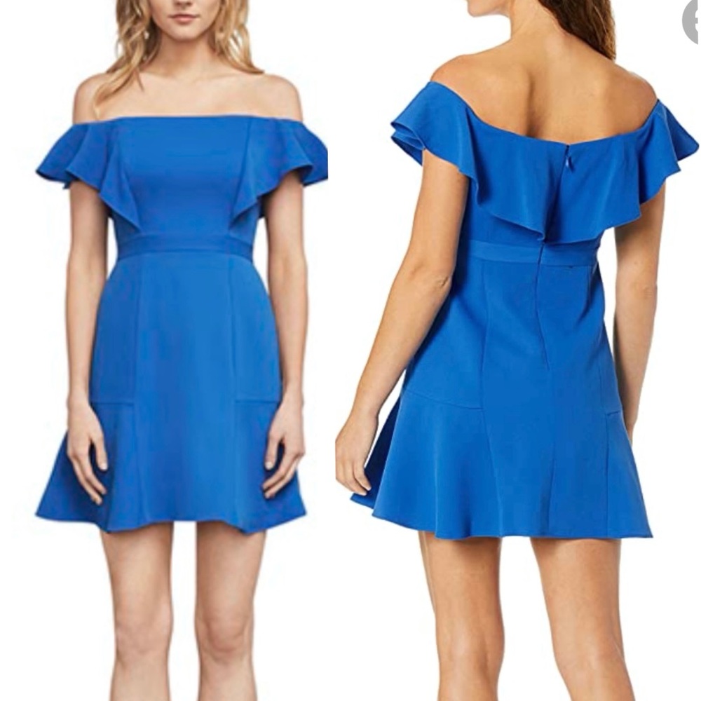 BCBGMAXAZRIA Off-shoulder A-line short dress